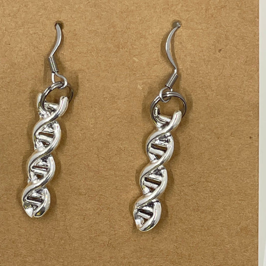 Stainless Steele DNA Strand Dangle Earrings