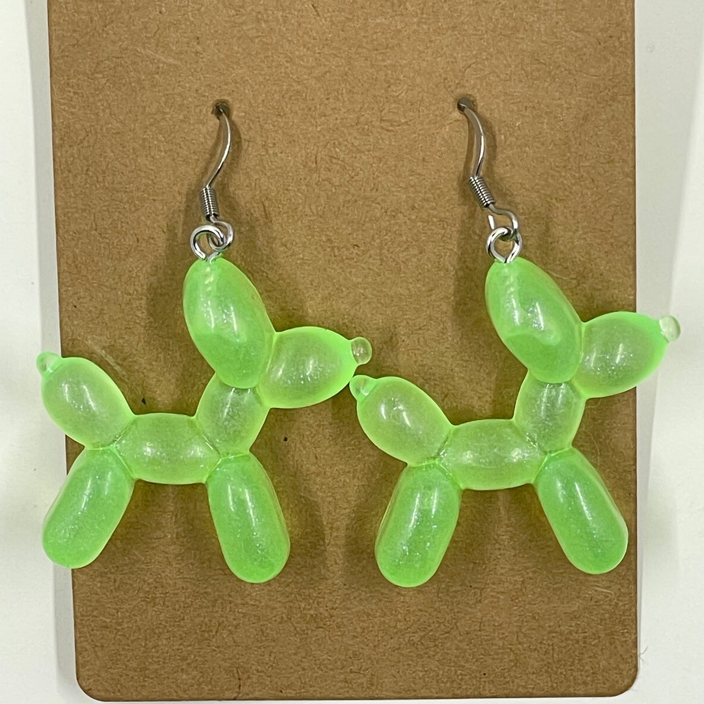 🎈🐶 Pop of Play Earrings – Lime Green Balloon Dog Resin Dangles
