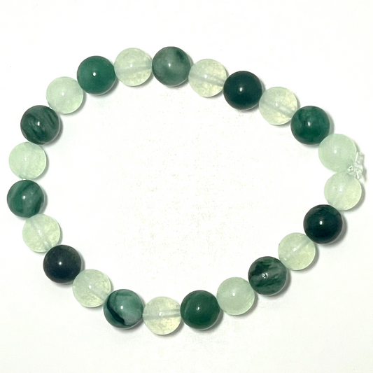 💚 Stretchy 8mm Emerald & Jade Bracelet
