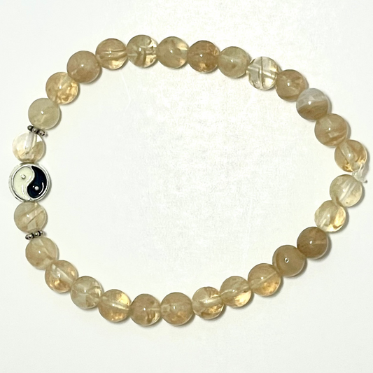 ✨ 6mm Citrine Ying-Yang Bracelet (Stretchy)