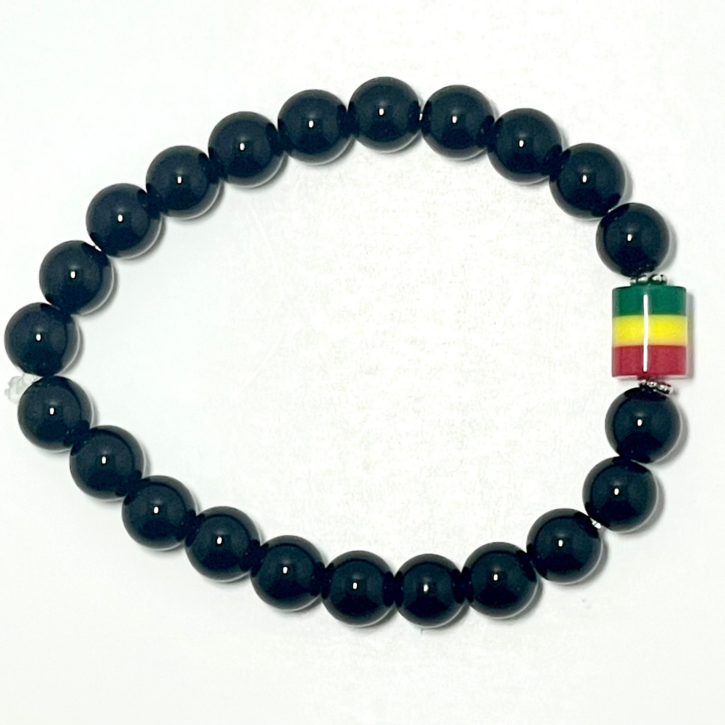 ❤️💛💚 8mm Onyx Rasta Bracelet (Stretchy)