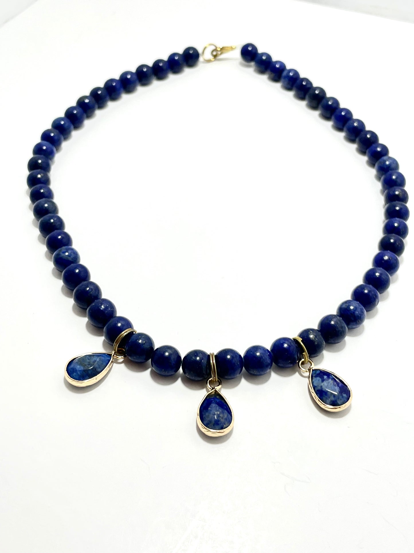 💙 18” Lapis Lazuli Teardrop Necklace Adorned with Lapis Lazuli Beads