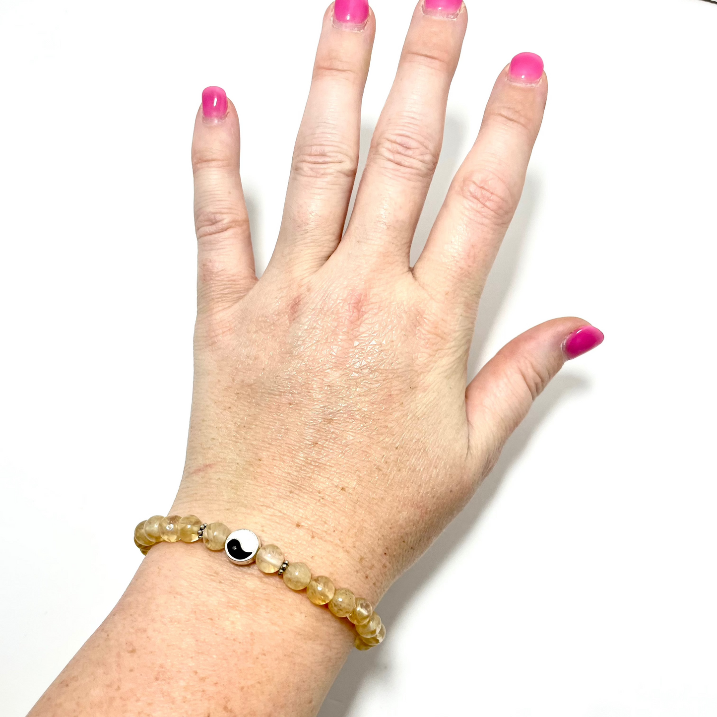 ✨ 6mm Citrine Ying-Yang Bracelet (Stretchy)